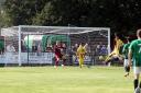 Sam Youngs stretches to net Enfield's fifth against Burgess Hill. Picture: Phil Davison