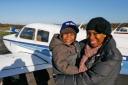 Caleb Regisford and his mother Lauren from Enfield enjoyed the Fly-2-Help event at Elstree Aerodrome