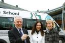 Bruce Goddard, Maria Zavros and Jayne Poole with the new minibus at Highlands School
