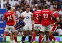 Owen Farrell clashes with Wales players