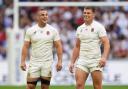 England's Ben Earl and captain Owen Farrell during their World Cup win over Fiji. Image: PA