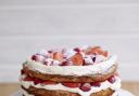 Hazelnut meringue and strawberry layer cake