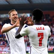Harry Kane and Bukayo Saka celebrate a goal Picture: PA