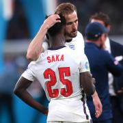 Harry Kane consoles Bukayo Saka after his penalty miss Picture: Action Images