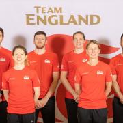 Adrian Waller (back row, left) with other members of Team England’s Squash team for the home Commonwealth Games in Birmingham