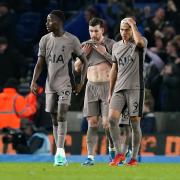 Tottenham players look dejected at Brighton