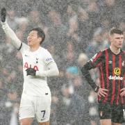 Son Heung-min celebrates scoring for Tottenham against Bournemouth