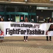 Pupils outside Civic Centre in Enfield