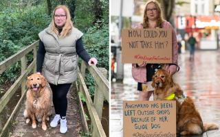 Angharad Paget-Jones and her guide dog Tudor - after she was refused service twice on the same weekend
