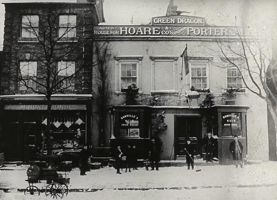 The Green Dragon was situated at 10 North Road, Highgate. This pub has now been demolished; the site is occupied by Highgate School