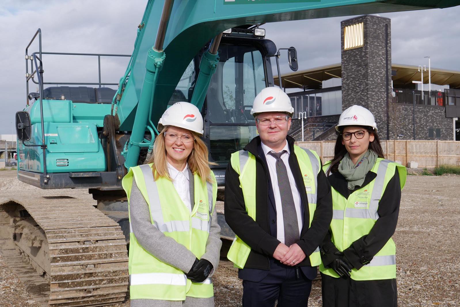 Esther McVey MP tours Meridian Water scheme in Enfield