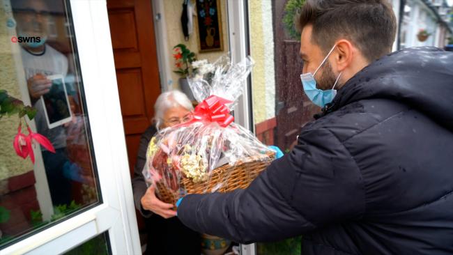 Three YouTubers donated gifts to elderly residents. Credit: SWNS