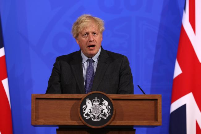 Prime Minister Boris Johnson speaking at a Downing Street briefing this evening. Credit: PA