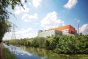 Indicative image of the new Energy Recovery Facility from the River Lee Navigation. Credit: North London Waste Authority