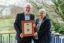 Cllr Joan Nicholson, chairwoman of Durham County Council, presents Gavin Bestford with his award