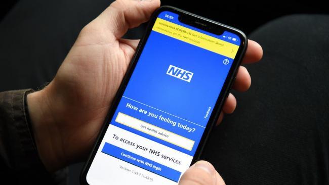 PA image of the NHS Covid app - this is how it will look once opened on your phone and you will need to log in.
