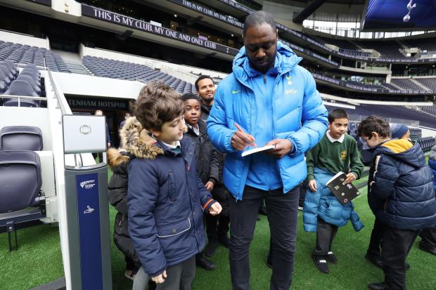 Tottenham Hotspur legend Ledley King signs autographs for children from Mulberry Primary School