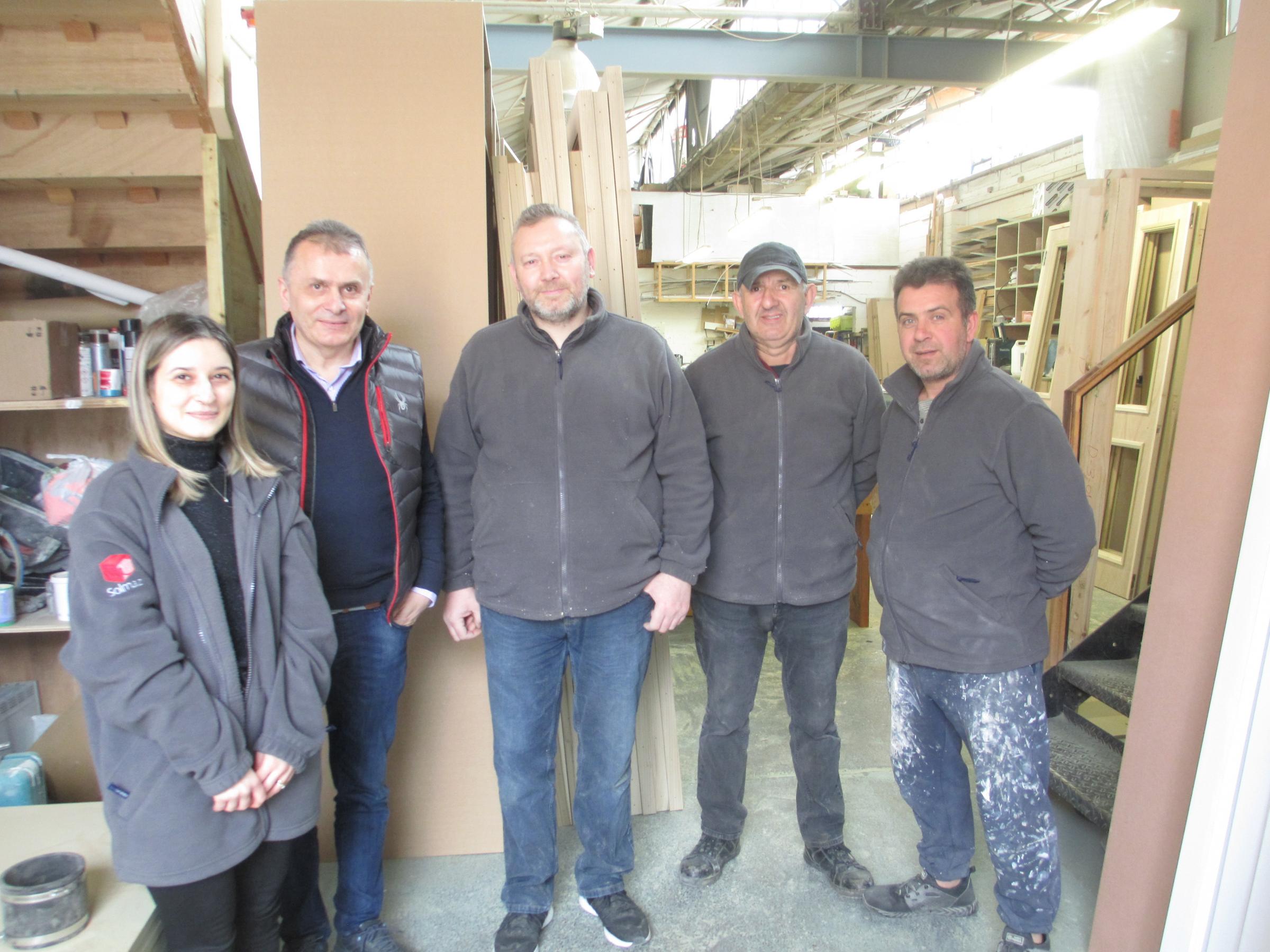 Faruk Tepeyurt (second from left) and staff At Solmaz, in ther Peacock Industrial Estate