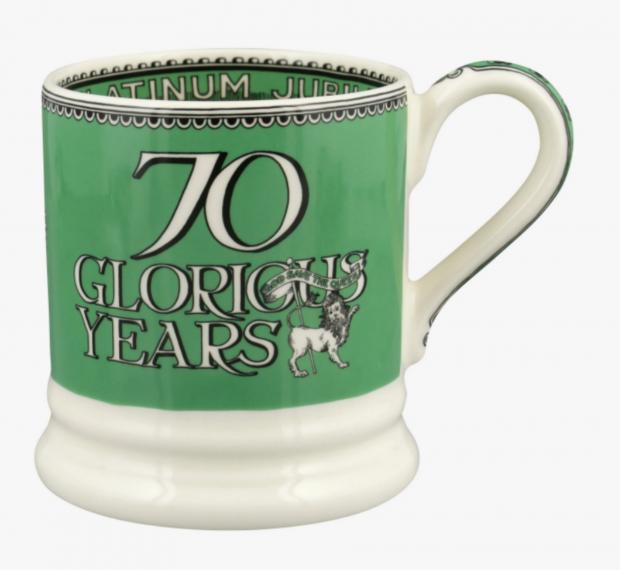 Enfield Independent: Queen's Platinum Jubilee 70 Glorious Years 1/2 Pint Mug (Emma Bridgewater