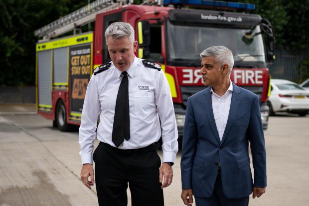 Enfield Independent: The head of London Fire Brigade, Andy Roe and Mayor Sadiq Khan (PA)
