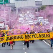 Demonstrators protest against the incinerator plans at the march on Saturday (credit: Extinction Rebellion