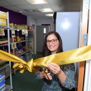 Cllr Nesil Caliskan, leader of Enfield Council, officially opens the new community food pantry at Edmonton Green Library.