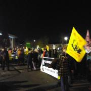 The protest against the incinerator outside Tottenham Green Leisure Centre on Monday