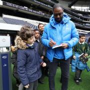 Tottenham Hotspur legend Ledley King signs autographs for children from Mulberry Primary School