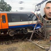 The crashed train and inset Erkan Mehmet