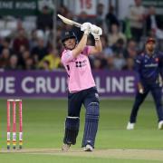 Joe Cracknell hits out for Middlesex. Image: Gavin Ellis/TGS Photo