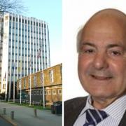 Enfield Civic Centre and (right) Enfield Council cabinet member for housing Cllr George Savva