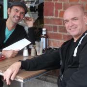 Carl Chetty (left) with Gary Hailes take a break filming at The Fox