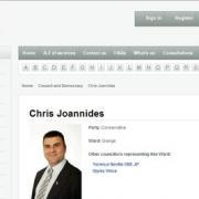 Councillor Chris Joannides’ profile remains on Enfield Borough Council's website