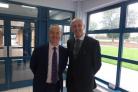 Headteacher Derrick Brown with Ian Hislop at Ashmole Academy