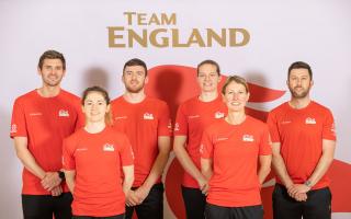 Adrian Waller (back row, left) with other members of Team England’s Squash team for the home Commonwealth Games in Birmingham