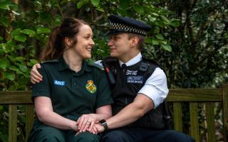 London Ambulance Service worker Paige Wilkins, 29, and Metropolitan Police copper Rob Wilkins, 30, met during a callout to a fight in a fried chicken shop