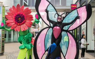 Giant butterfly-on-stilts appears in Palace Gardens shopping centre