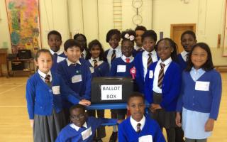 Children from St Edmund's School Council acted as Election Officers