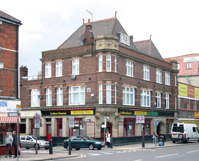 The Cricklewood Hotel was situated at 301 Cricklewood Broadway. Built by Taylor Walker, this pub is now used as the Heritage Inn, a Caribbean rum bar.