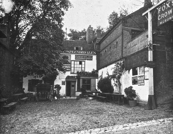 The Fox & Crown was situated at 40 Highgate West Hill. Closed and demolished c.1896, a tilework plaque on the replacement building indicates that the pub once occupied this sit