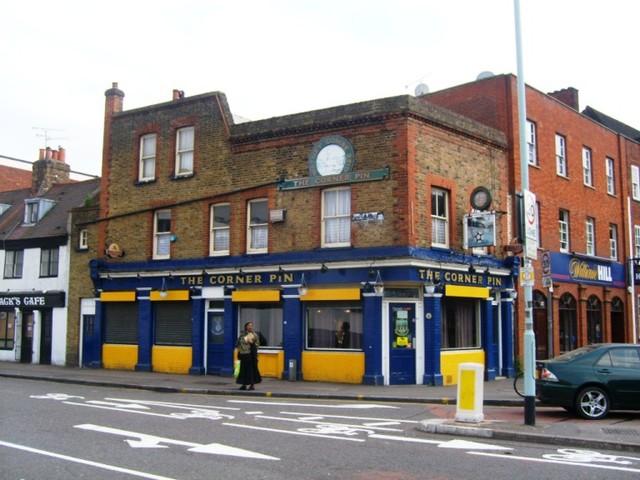 The Corner Pin was situated at 732 High Road, Tottenham. Closed in 2010 to make way for a temporary ticket office for Tottenham Hotspur.