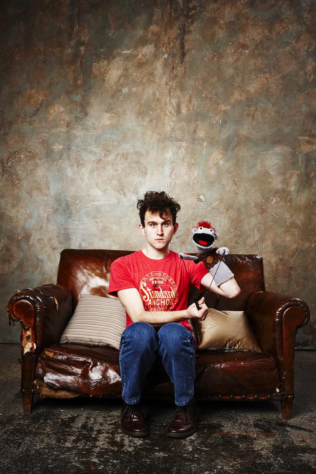 Harry Melling with his Hand to God puppet Tyrone